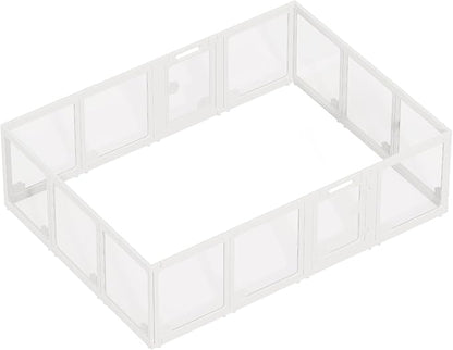 Albott Acrylic Clear Dog Playpen Indoor, Modular Puppy Cat Small Pet Play Pen with 2 Doors, Transparent Fence for Little Dogs, Cats, Rabbits, Easy Assemble and Disassemble, White (24" H, 14 pcs)