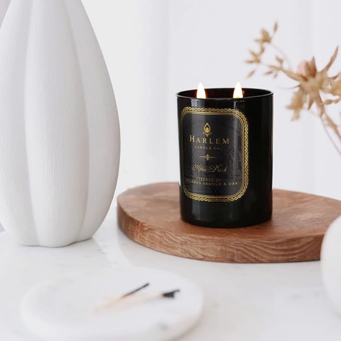 HARLEM CANDLE CO. After Dark - Luxury Scented Soy Candle, 11 oz - 80-Hour Burn Time | Bergamot, Saffron, Bourbon Vanilla, Oak | Scented Candles for Home