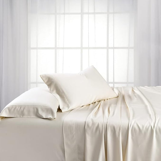 Royal Hotel Bedding ABRIPEDIC Sheets, Viscose from Bamboo, Sheets 600 Thread Count, Silky Soft Sheet, Viscose from Bamboo, Sheet Set, Queen, Ivory