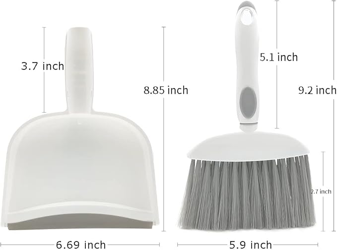 Dust pan, Mini Dustpan and Brush Set, Small Broom and Dustpan Set, Small Hand Broom and dust pan Set, Whisk Broom, Dust pan and Brush for Desk, Table, Home, Kitchen Necessities (Gray 2pcs)