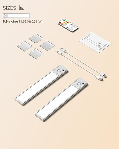 Under Cabinet Lights Wireless,Motion Sensor Light Indoor Closet Lights with Remote Control,3 Color Temps,LED Rechargeable Battery Operated,Under Counter Lights for Kitchen,Wardrobe,Hallway,Stairs