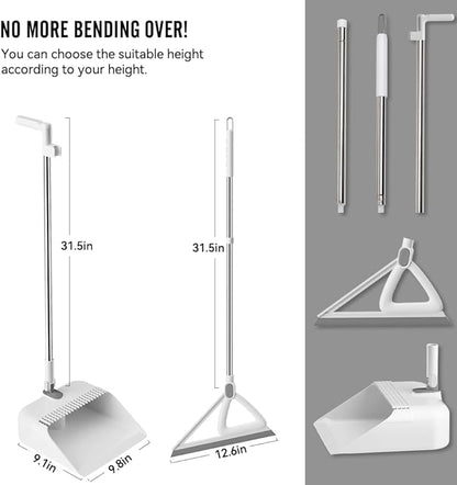 Household Broom with Dustpan Combo Set, Air Broom with Extra-Long Adjustable Aluminum Handle, Cleaning Supplies for Housekeeping (M1)