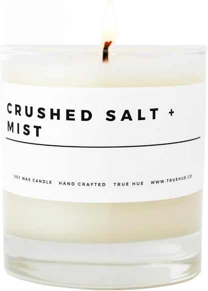 True Hue | Luxury Highly Scented Candle | Premium Soy Wax Blend | 7.75 oz | 40-50 Hour Burn Time | Cotton Wick | Natural Candles | Glass (Crushed Salt + Mist)