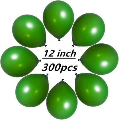 300 pack Green Balloons 12 Inch Dark green Latex Balloon Bulk for Party Supplies and Decorations