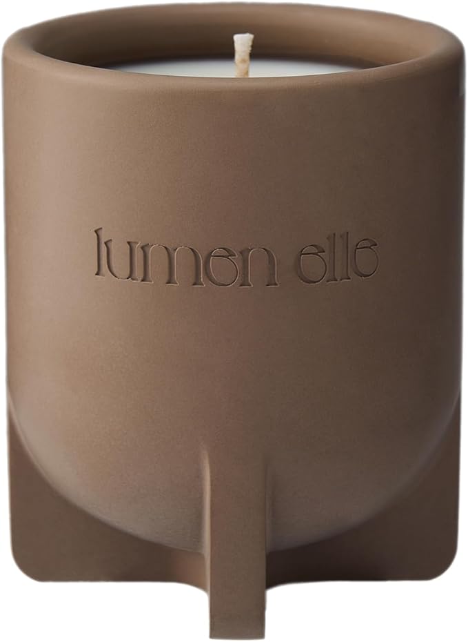 Lumenelle Essence Collection Scented Candle | 7.8oz Stoneware Jar, Soy Wax Blend & Cotton Wick | Long-Lasting 35-Hour Burn | Perfect Fall & Winter Candle for Home (Spiced Amber)