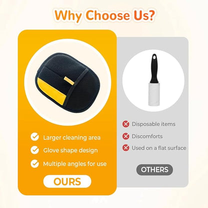 Pet Hair Removal Glove, Dog Cat Hair Gloves for Pet Hairs Removal, Reusable Pets Grooming Gloves for Dogs Cats, Washable Pets Hairs Remover Electrostatic Glove for Bed Couch Clothes Carpet (2pcs)