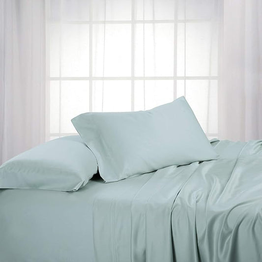 Royal Hotel Bedding ABRIPEDIC Sheets, Viscose from Bamboo, Sheet Set 600 Thread Count, Silky Soft Sheets, Viscose from Bamboo, Sheet Set, Top-Split-King : Adjustable Split Top King, Sea