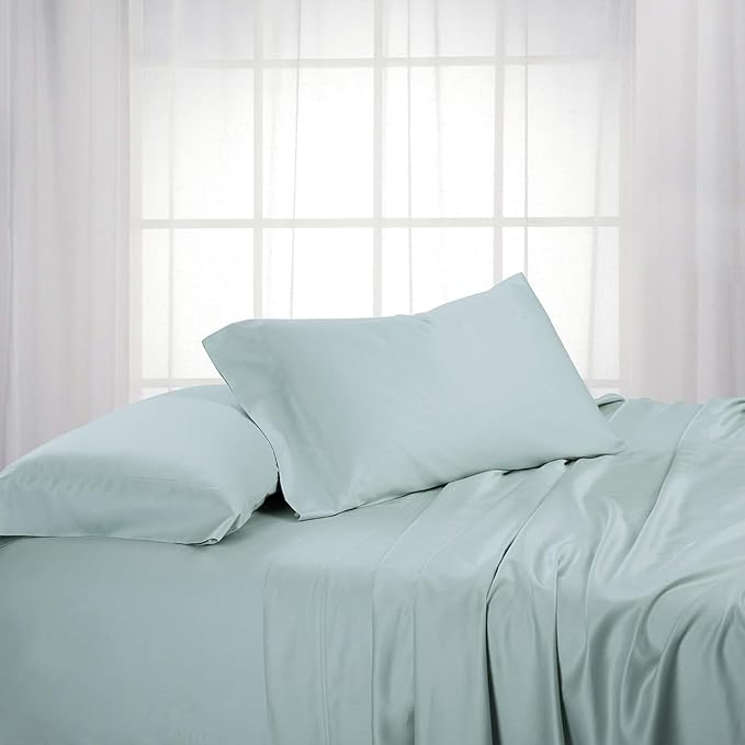 Royal Hotel Bedding ABRIPEDIC Sheets, Viscose from Bamboo, Sheet Set 600 Thread Count, Silky Soft Sheets, Viscose from Bamboo, Sheet Set, Queen, Sea