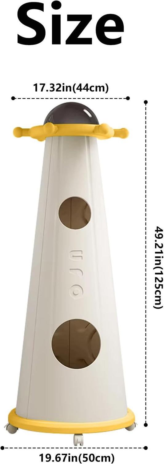 UFO Kids Closet Portable Children's Clothes Hanger is Used at The Door, Living Room And Room, Etc. Clothes, Schoolbags, Etc. Can be Hung on The top, and doll toys, etc. can be stored inside. (Yellow)
