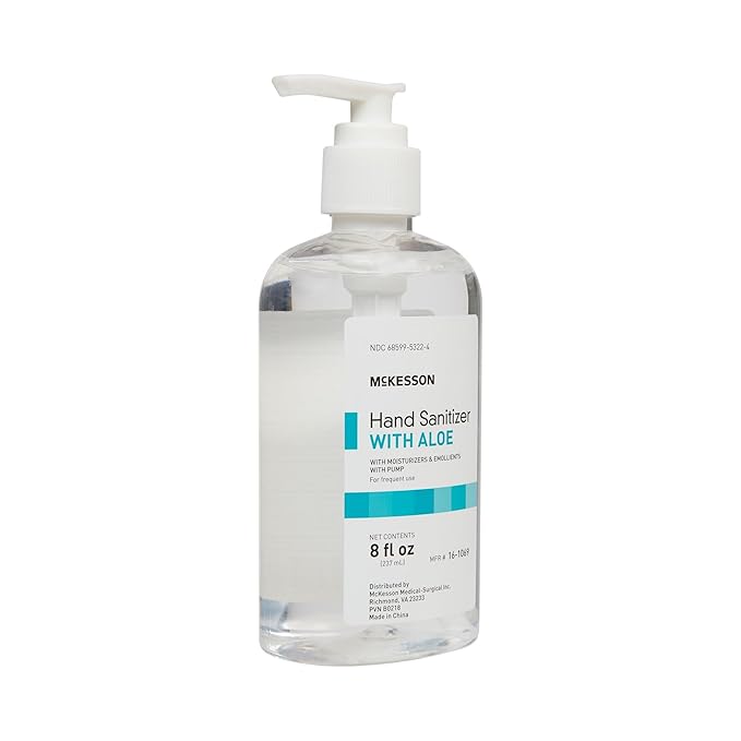 McKesson Hand Sanitizer Pump with Aloe, 8 oz [Pack of 24] Bulk, 62% Ethyl Alcohol
