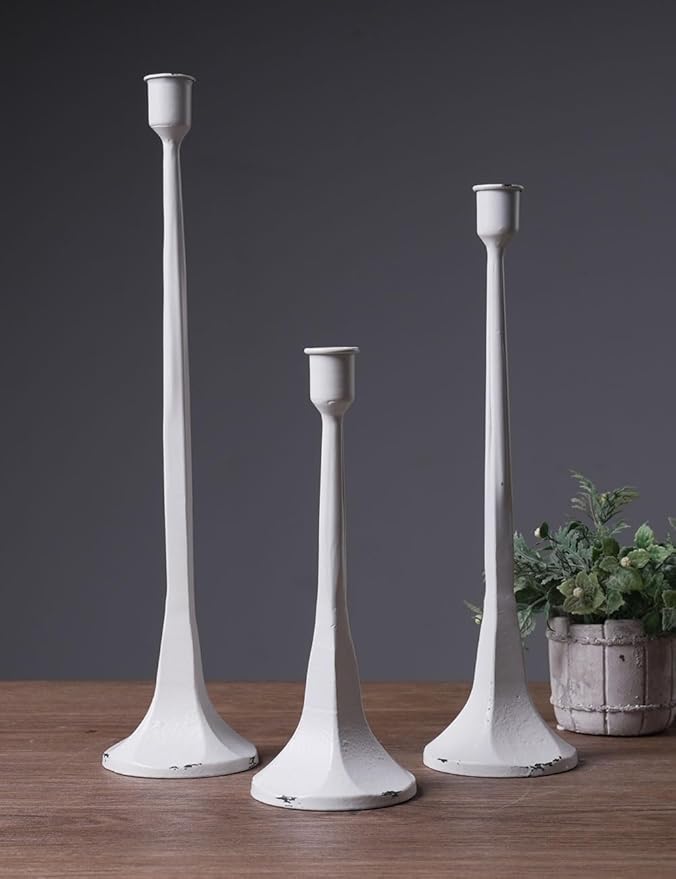 SEINHIJO Iron Taper Candle Holder Set of 3 - Decorative Tall Candle Stand, Candlestick Holder for Wedding, Dining Table, Party Decoration