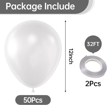 KALOR 12 Inch Clear Balloons, 50 Pcs Latex Helium Balloons for Kid's Birthday Party, Baby Shower, Wedding, Graduate Party Decorations