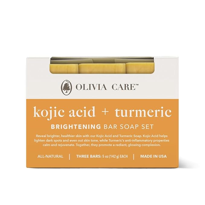 Kojic Acid Soap with Turmeric - Skin Illuminating & Spot Balancing - Natural Face & Body Soap - Evens Complexion - Organic Ingredients - Set of 3