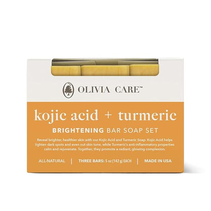 Kojic Acid Soap with Turmeric - Skin Illuminating & Spot Balancing - Natural Face & Body Soap - Evens Complexion - Organic Ingredients - Set of 3