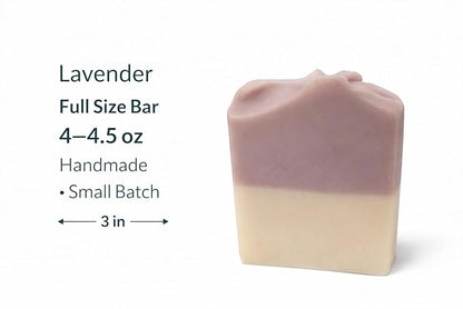 Lavender Bath Gift Set – Handmade Soap Bars with Soap Dish & Exfoliating Bag, Farmhouse Bathroom Decor
