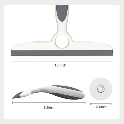 Shower Squeegee for Glass Doors & Walls - 10" Squeegee with Adhesive Hook - Pack of 2/Gray
