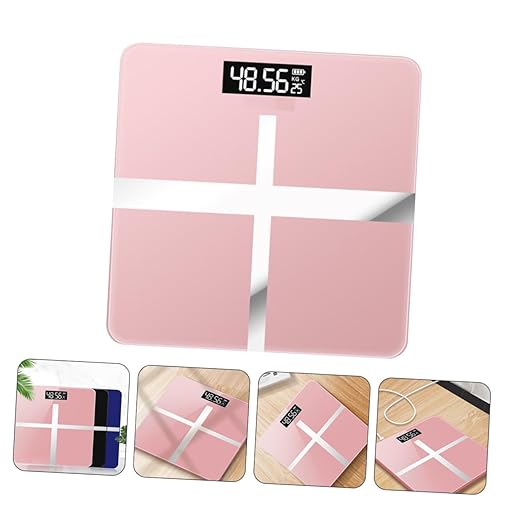 Mikinona Precise Body Weight Scale Toughened Glass Electronic USB Charging Home Use Black Screen Rose Gold Cross Design