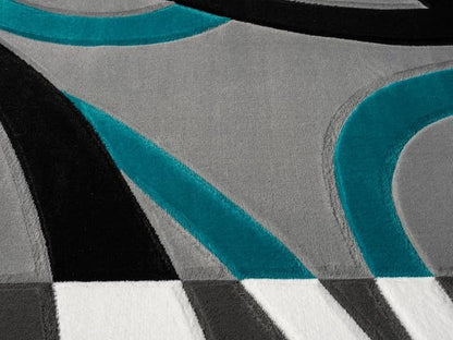 Ultra Soft Area Rug - Modern Abstract Design for Living Room & Bedroom - Foldable, Stain Resistant, Easy to Clean - (8x11, Turquoise)