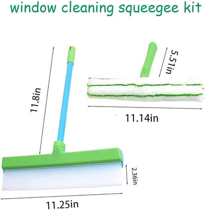 Aquaswipe Window Squeegee，Silicone Window Squeegee Kit，Shower Squeegee for Glass Doors,Aqua Blade Window Cleaning Kit, for Home Shower Car Windshield(1 Set)（Blue-White）