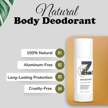 Z1 – Natural Deodorant for Women & Men | 100% Aluminum-Free | Long-Lasting Freshness | Safe for All Skin Types | Supports Natural Sweating | Cedarwood,Grapefruit,Patchouli (Cedarwood)