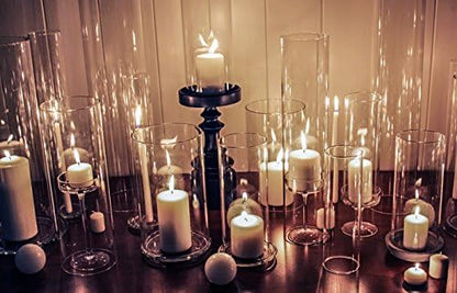CYS EXCEL 6 PCS (H:10" D:3") Open Ended Glass Hurricane Candleholder Tube Shade Bottomless Candle Chimney Cover