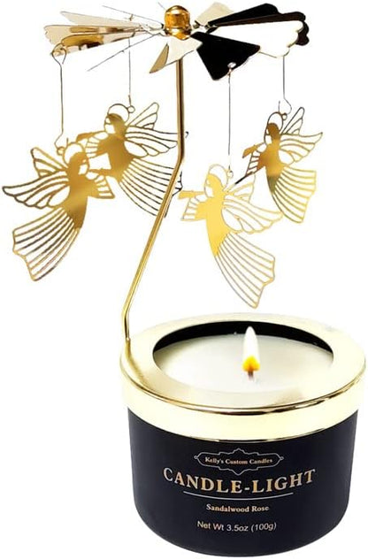 Kelly's Custom Candles Angel Rotating Scented Candle, Funny Gift for Women, Soybean Wax, 3.5 Ounce, Black, Unique Aromatherapy Candle for Relaxation and Stress Relief