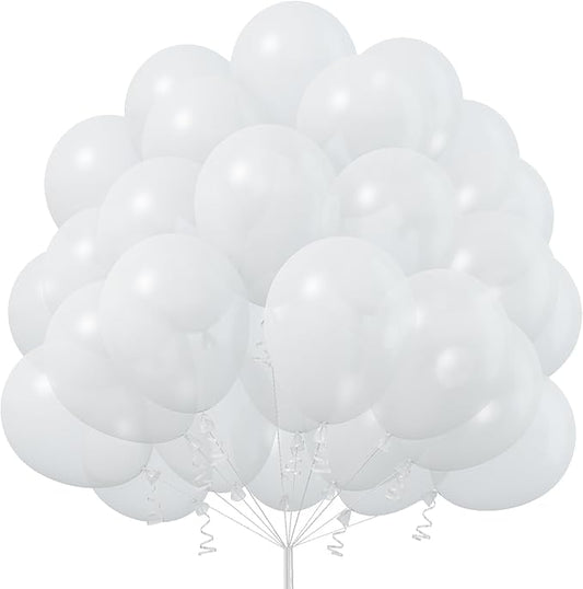 Pearl White Balloons 12 Inch, 50Pcs Pearl Balloon Bright Royal Clear Latex for Arch Helium Birthday Wedding Baby Shower Anniversary Party Decorations
