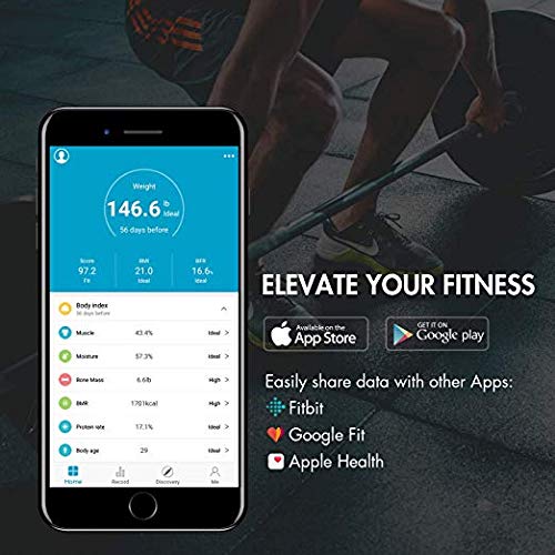 Tenergy Vitalis Body Fat Scale, High Precision BMI Scale, Wireless Bluetooth Body Scale with Large Display, Digital Weight Scale Max Weight 400 LBS, Compatible w/iOS/Android