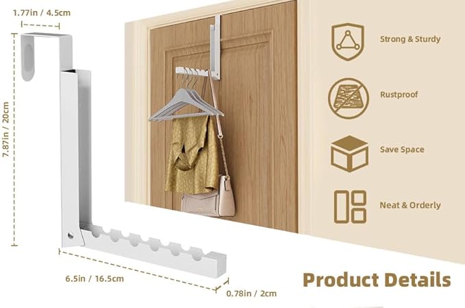 Over The Door Hanger Folding Clothes Drying Rack, Folding Hanging Coat Rack for Indoor Laundry Room Compact Small Space Foldable Portable Clothing Hanger Hook Collapsible- 1 Pack（White）