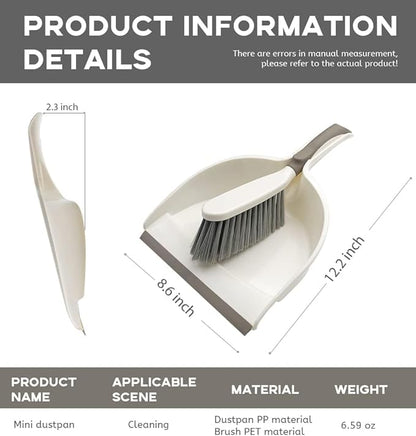 Dust Pan, Dustpan and Brush Set, Small Dust pan and Brush Set, Hand Broom and Dustpan Set for Home, Handheld Angled Dust Pans and Broom are Daily Essential Cleaning Tools for The Family. 3 Set Beige