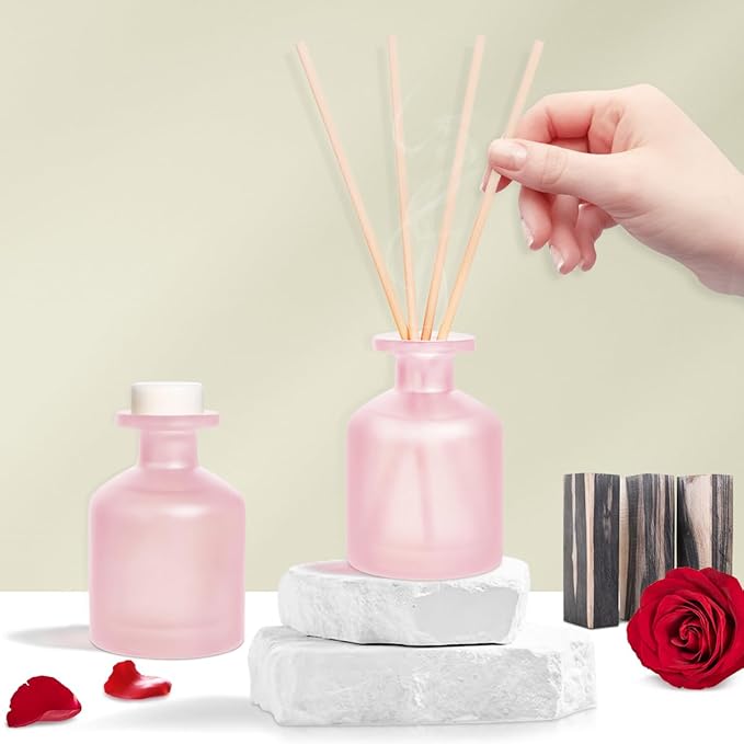 Reed Diffuser - Ebony Rose 3.38oz (100ml) 1 Pack Essential Oil Reed Diffuser Set with 8 Sticks, Long Lasting Fragrance for Home, Bathroom, Bedroom, Room, Decor