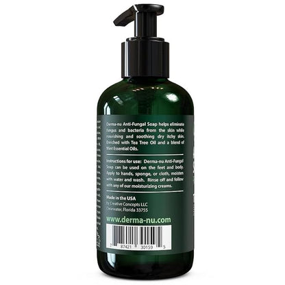 Derma-Nu Therapeutic Soap - Antibacterial And Tea Tree Body Wash For Jock Itch, Athletes Foot, Eczema And Back Acne - Anti Bacterial Body Soap For Men And Women Safe For All Skin Types - 16 Oz