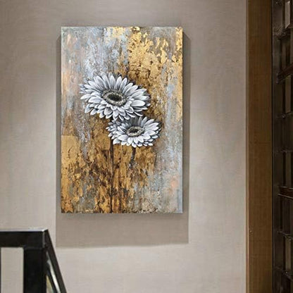 Yihui Arts Wild Sunflower Wall Art Vintage Floral Painting Pictures for Farmhouse Living Room Bedroom Decor