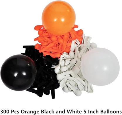 300 Pack Orange Black and White Balloons - 5 Inch Mini Orange Black and White Latex Small Balloons - 100 of Each of 3 Colors for Halloween Party Balloon Arch Garland Assorted Colors Decorations