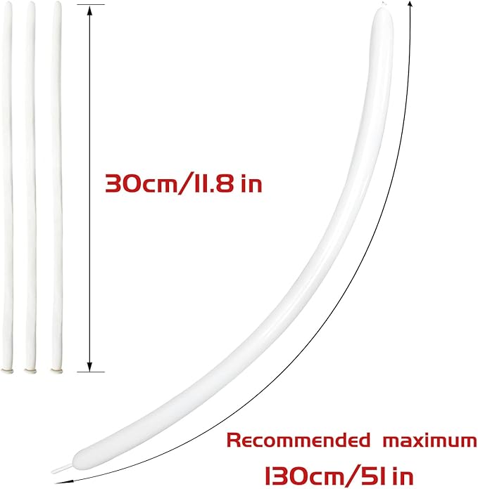 KAWKALSH 260 Balloons White Twisting Animal Balloon Thickening Latex Modeling Long Magic Balloon for Animal Model Skinny Clown Christmas Birthday Wedding Party Garland Decorations 100pcs