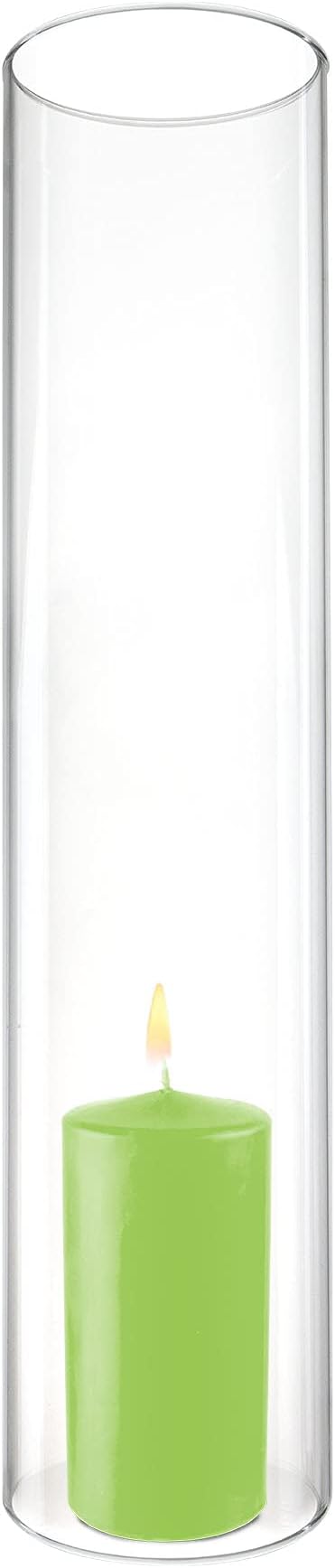 CYS EXCEL D-4.75" H-18 Glass Open Ended Hurricane Candleholder Bottomless Cylinder Sleeve Clear Chimney Shade Tube Cover, 1 Piece