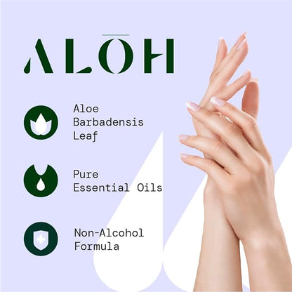 ALŌH Sanitizing Hand Mist 3-pack | Peppermint Eucalyptus + Aloe | 70% Alcohol Hydrating Hand Sanitizer Spray with Essential Oil, for Kids & Adults | 2oz Travel Size Bottle (Set of 3)