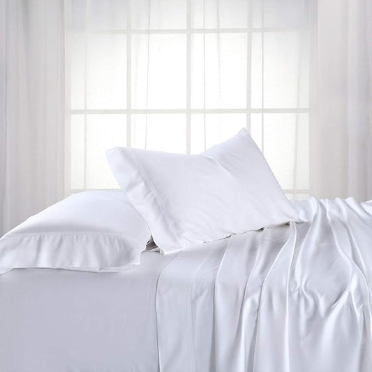 Royal Hotel Bedding ABRIPEDIC Sheets, Viscose from Bamboo, Sheet Set, Super Queen, 600 Thread Count, Silky Soft, Hypoallergenic, White