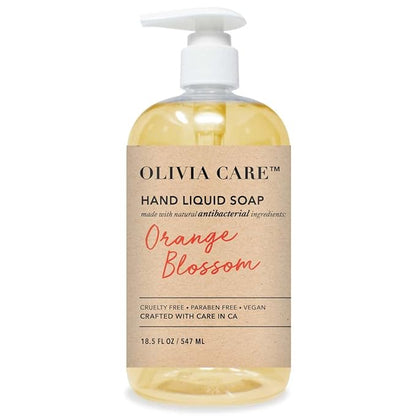 Olivia Care Antibacterial Hand Soap - Infused with Sage & Tea Tree Oil & Orange Blossom Fragrance, Cleansing, Germ-Fighting, Moisturizing Hand Wash for Kitchen & Bathroom - 18.5 fl oz