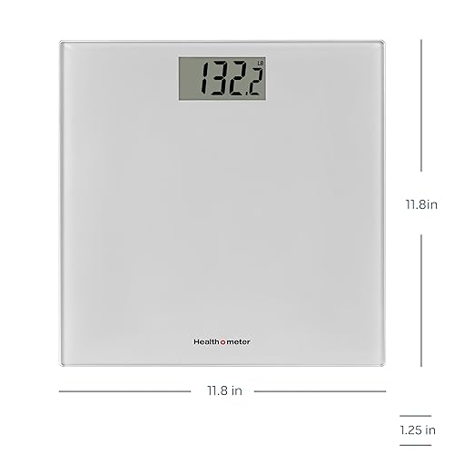 Health o meter Compact Digital Glass Bathroom Scale – 450 lb Capacity, 4 Load Cells, 3.2" LCD Display, Tempered Glass Platform, Auto Shut-Off, Low Battery Indicator, Non-Skid Feet, 5-Year Warranty
