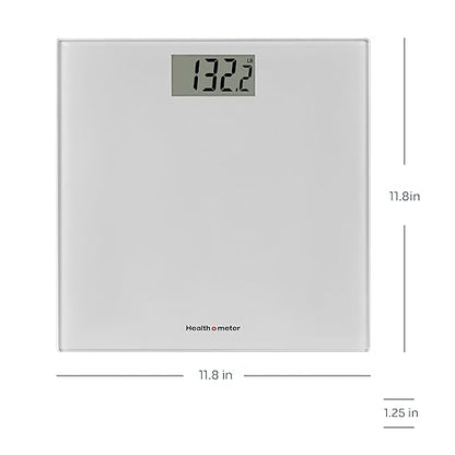 Health o meter Compact Digital Glass Bathroom Scale – 450 lb Capacity, 4 Load Cells, 3.2" LCD Display, Tempered Glass Platform, Auto Shut-Off, Low Battery Indicator, Non-Skid Feet, 5-Year Warranty