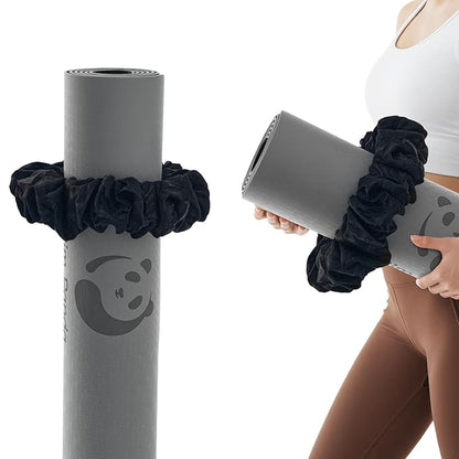 Slim Panda Yoga Mat Scrunchie, Secures Your Mat In Style & Cute, Durable Stretchable Velvet Fabric Yoga Mat Carrying Strap Fits All Standard Yoga Mats (mat not included)