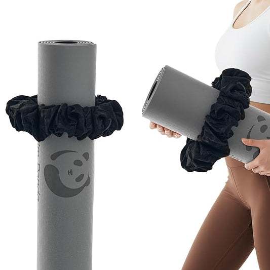 Slim Panda Yoga Mat Scrunchie, Secures Your Mat In Style & Cute, Durable Stretchable Velvet Fabric Yoga Mat Carrying Strap Fits All Standard Yoga Mats (mat not included)