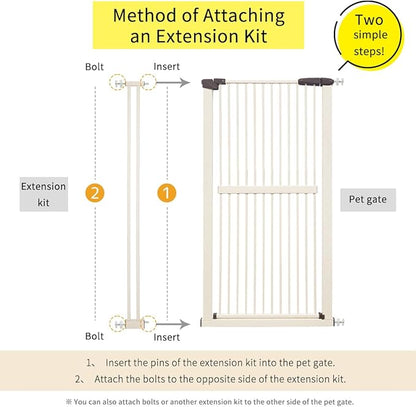 Lumizone Extra Tall Cat Gate Extension Kit 61.02" High Pressure Mounted 4.13" Extra Wide 1.37" Gap No Drilling Tall Pet Gate for Dogs (Cream, 4.13" W)