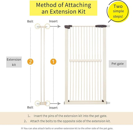 Lumizone Extra Tall Cat Gate Extension Kit 61.02" High Pressure Mounted 4.13" Extra Wide 1.37" Gap No Drilling Tall Pet Gate for Dogs (Cream, 4.13" W)