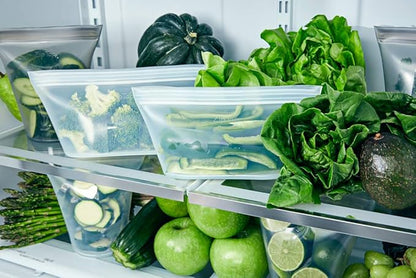Zip Top Reusable Food Storage Bags | Medium Dish [Frost] | Silicone Meal Prep Container | Microwave, Dishwasher and Freezer Safe | Made in the USA