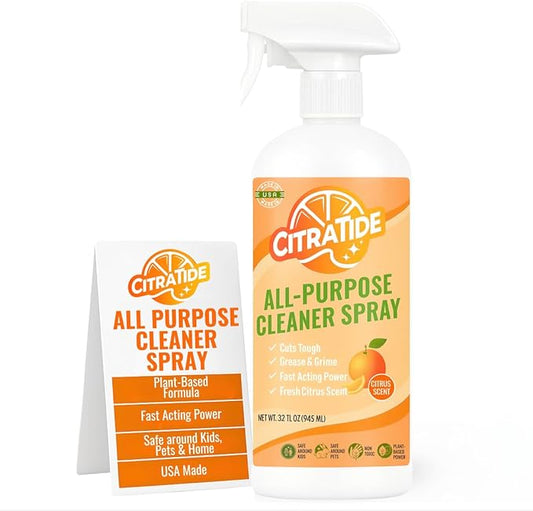 All-Purpose Cleaner Spray – Plant-Based Citrus Formula – Cleans Kitchens, Bathrooms & Hard Surfaces – CITRATIDE – USA Made, Non-Toxic (32 fl oz)