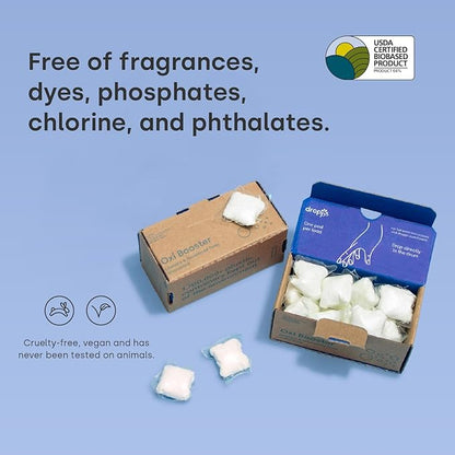Dropps Oxi Booster Pods, Unscented (120 Pods) - Chlorine-Free Bleach Alternative Biobased Laundry Whitener & Stain Remover for Extra Tough Stains - Fragrance-Free & Hypoallergenic for Sensitive Skin
