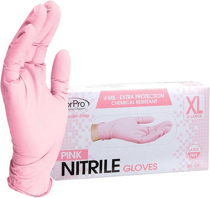 ForPro Disposable Nitrile Gloves, Chemical Resistant, Powder-Free, Latex-Free, Non-Sterile, Food Safe, 4 Mil, 100-Count