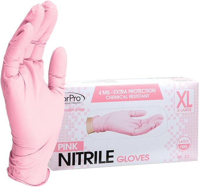 ForPro Disposable Nitrile Gloves, Chemical Resistant, Powder-Free, Latex-Free, Non-Sterile, Food Safe, 4 Mil, 100-Count